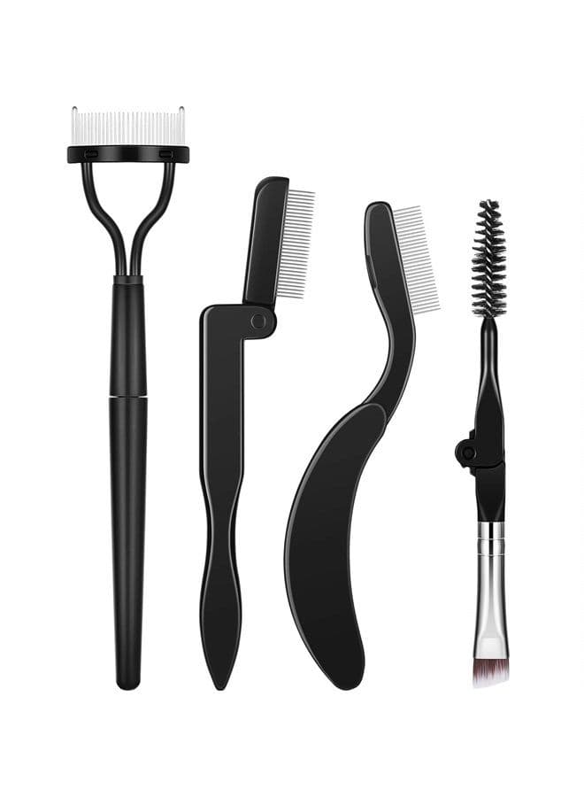 Folding Eyebrow Comb Eyelash Separator Eyebrow Eyelash Grooming Brush for Making Up Supplies (Style A, 4 Pieces)