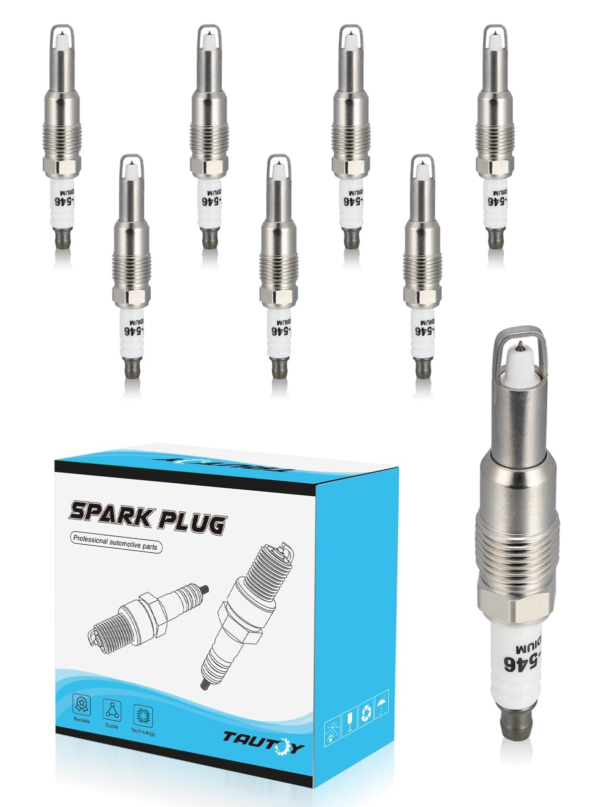 TAUTOY SP546 SP515 Spark Plugs Nickel 8PCS 54L 68L 20042010 For Ford Expedition F150 F250 F350 F450 F550 Super Duty F53For Lincoln Mark LT NavigatorReplace PZT14F PZT2F P421 SP462 SP507