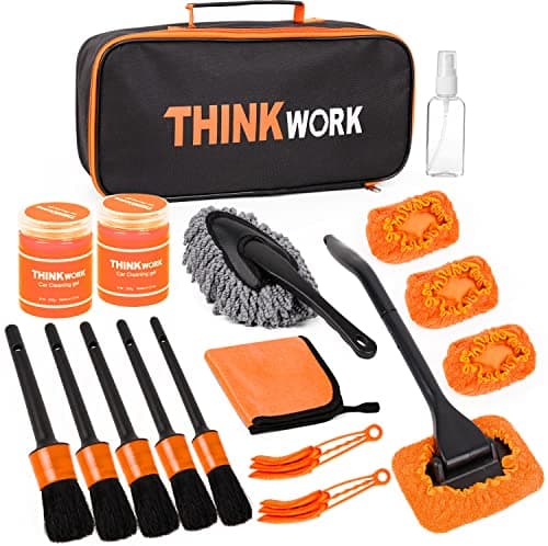 THINKWORK Windshield Cleaner Tool Car Detailing Kit Interior Car Cleaning Kit Interior and Exterior Detail Brush Auto Supplies Accessories for Men Women