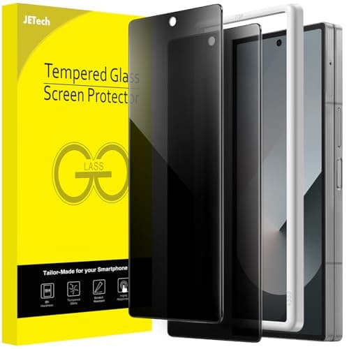 JETech Front Privacy Screen Protector for Samsung Galaxy Z Fold 6 AntiSpy Tempered Glass Film with Easy Installation Tool CaseFriendly 2Pack