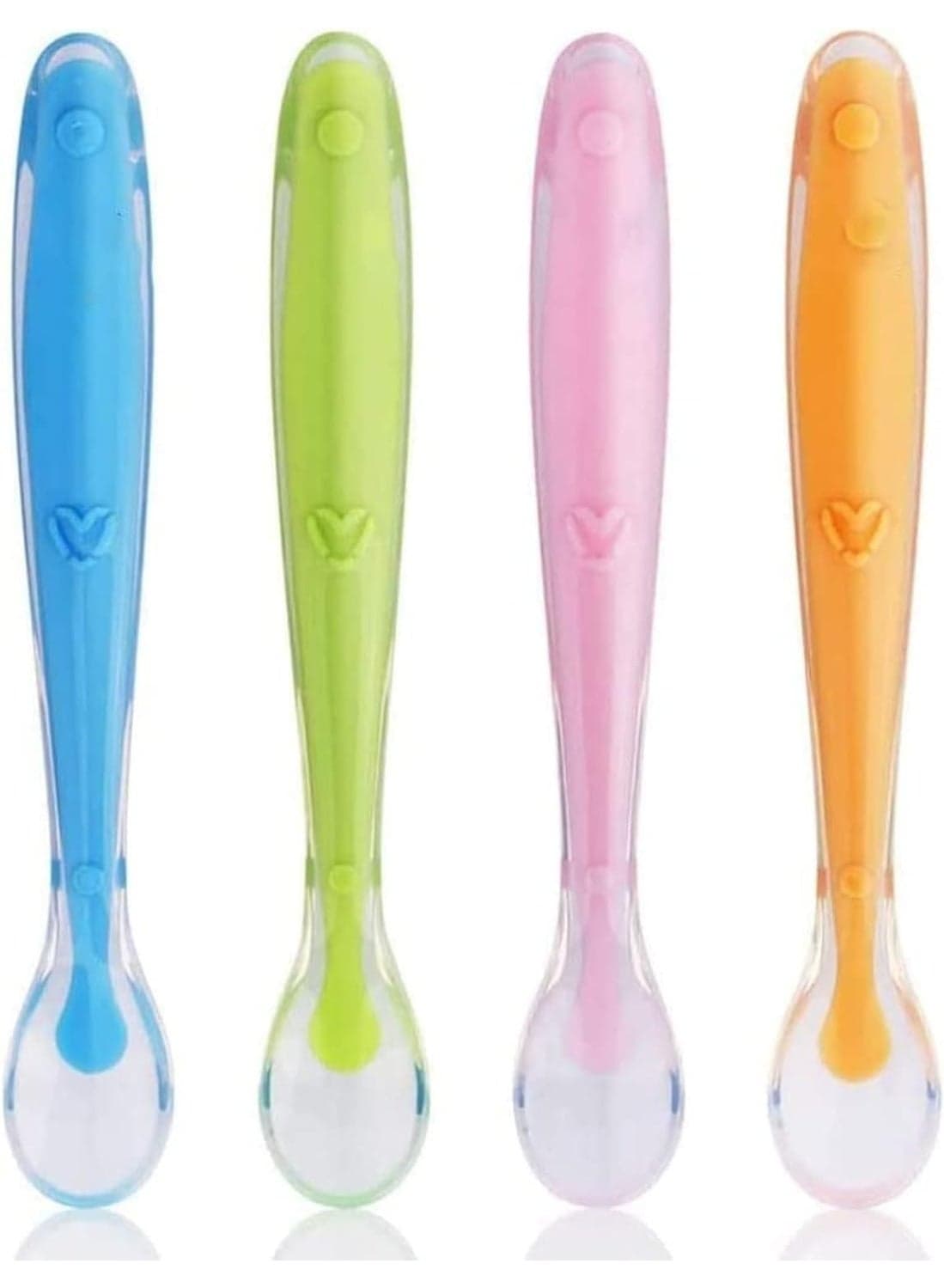 Baby Spoons Silicone Spoon for Baby weaning - BPA Free Baby Feeding and weaning Spoons for with Baby Spoon Set, Baby Food Pouches, Cutlery for Babies, Toddler and Kids. BPA Free 4 Pack