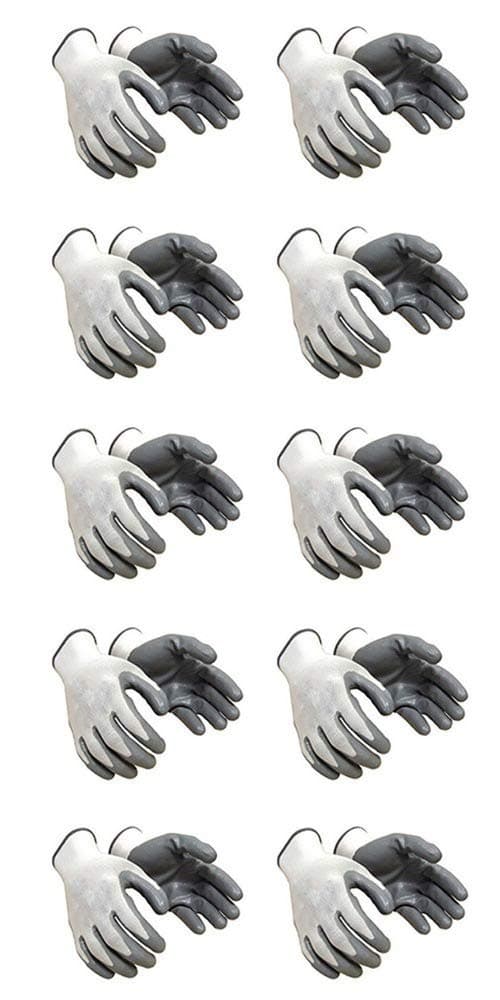 Super Moon Nylon Safety Hand Gloves Protective Pack of 10 Grey