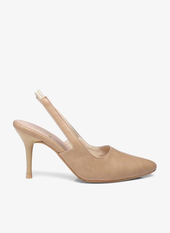 GNIST Plain Pointed Toe Stiletto Heel Slingback Shoes