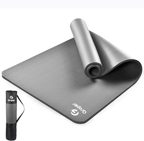 Gruper Thick Yoga Mat Non Slip, Large Size 72" L x 32" W x 0.6" TH, Premium Exercise & Fitness Mat with Carrying Strap and Bag, Workout Mats for Home (Grey, 72 * 24 * 0.4 Inches)