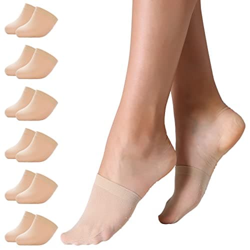 MANZI 6 Pairs Toe Topper Women Socks Half Noshow Seamless Socks(6 Nude, One Size)