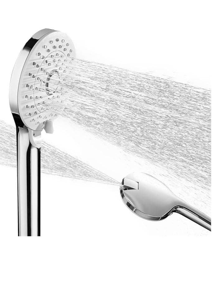 Shower Heads High Pressure with Spray, 4 Functions Handheld Shower Head Built-in Power Wash for Adults/Children/Pet Bathing, Home/Bathroom/Toilet Cleaning, Chrome