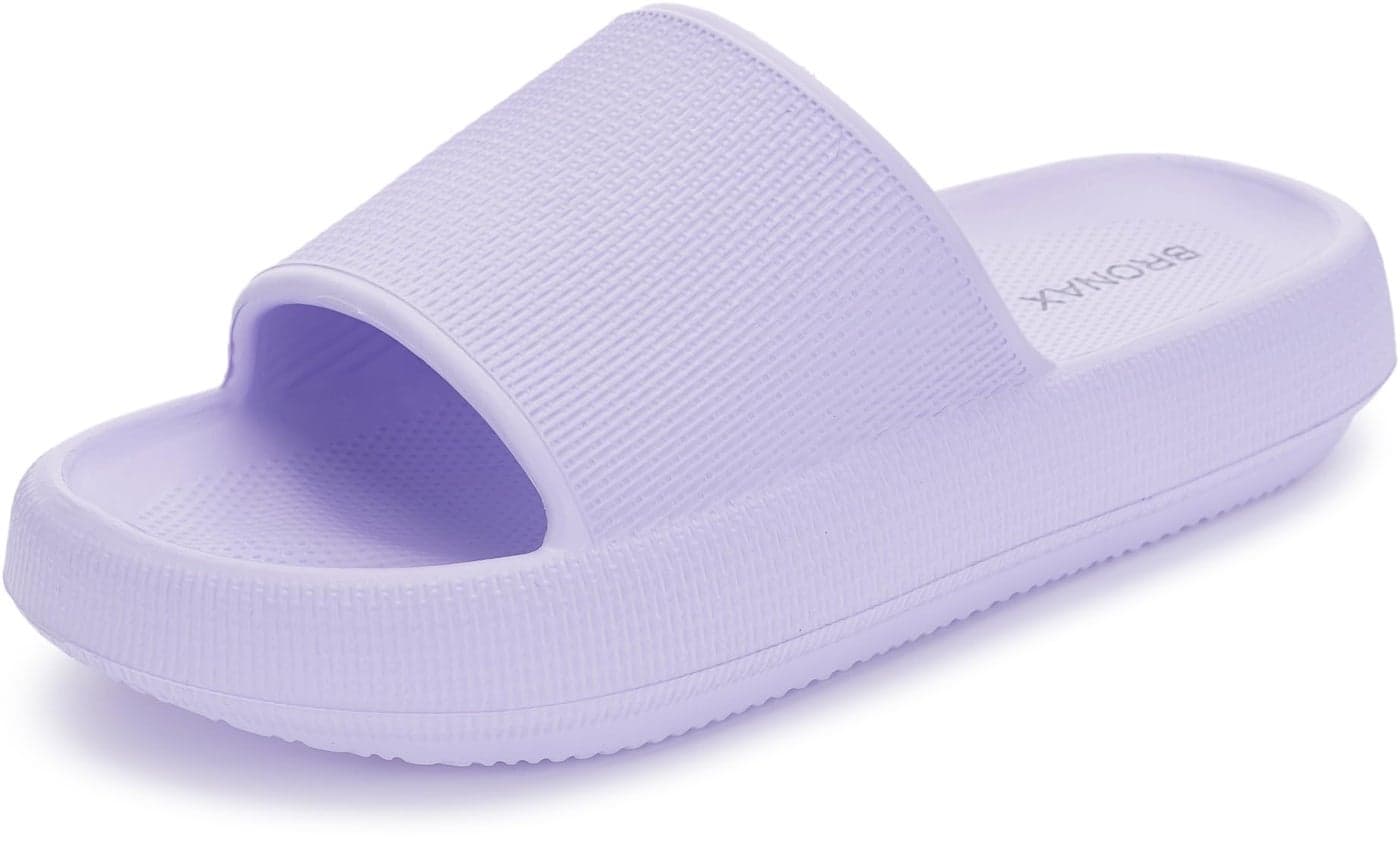 BRONAX Pillow Slippers for Women and Men | House Slides Shower Sandals | Cushioned Thick Sole 37-38 Light Purple