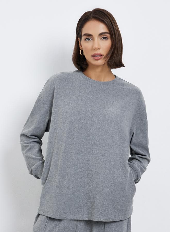 Styli Grey Oversized Longline Sweatshirt