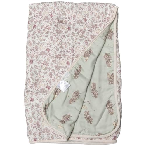Muslin Quilt Blanket – Soft & Breathable Tanboocel Baby Blanket for Crib or Toddler Nap – Eco-Friendly, Lightweight & Durable 4-Layer Muslin Quilt for Infants and Kids - Hedgehog Forest