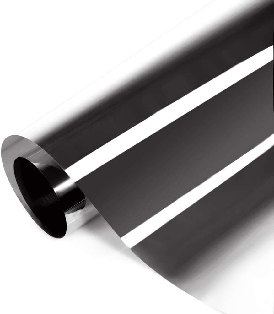 Jahoot One Way Privacy Window Film Mirror Reflective Glass Tint NonAdhesive Static Cling for Home Office Daytime Privacy Heat Control UV Rejection Glare Reduction BlackSilver 354x118