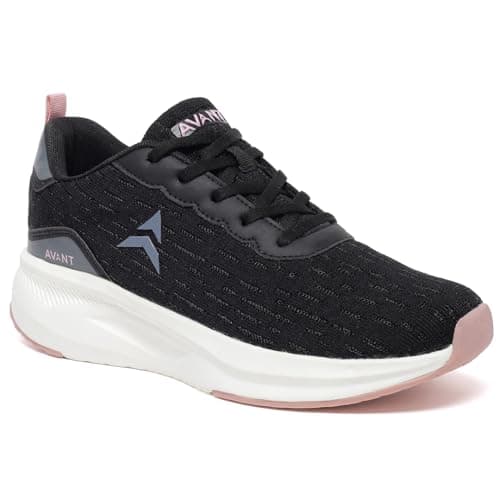 AVANT Women's Aura Running & Training Shoes - Superior Cushioning, Enhanced Grip TPR Outsole, Superior Traction, Anti Skid, Lightweight, Shock Absorption Tech, Sports Footwear (AVWSH035CL01UK6_Black)