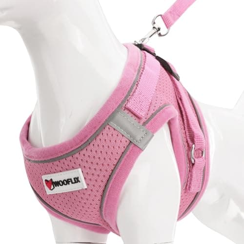 WOOFLIX Dog Harness for Small Dogs, Puppies and Cats | Suitable for Small Size Dogs, Cats & Puppies of 7kg-10kg | Reflective Soft Padded Dog Harness with Secure Fit | Pink (7kg-10kg Dog & Cat)