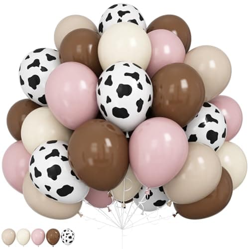 Froova Cowgirl Balloon Dusty Blush Pink Brown Tan Coffee Beige Sand White Ivory Nude Retro Party Balloons Cow Print Balloon for Boho Rodeo Baby Shower Birthday Farm Theme Western Cowgirl Party Decor