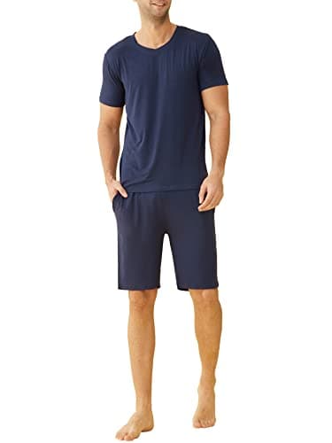 Latuza Men’s Short Sleeves and Shorts Pajama Set XL Navy