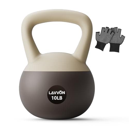 Soft Kettlebell - Cushioned Impact-Resistant Base and Anti-Slip, Kettle bell Anti-Slip Grip Weight for Home Workouts, Safe Strength Training Kettlebells Sets for Women & Men, With Non-slip Gloves (Black-White, 10 LB)