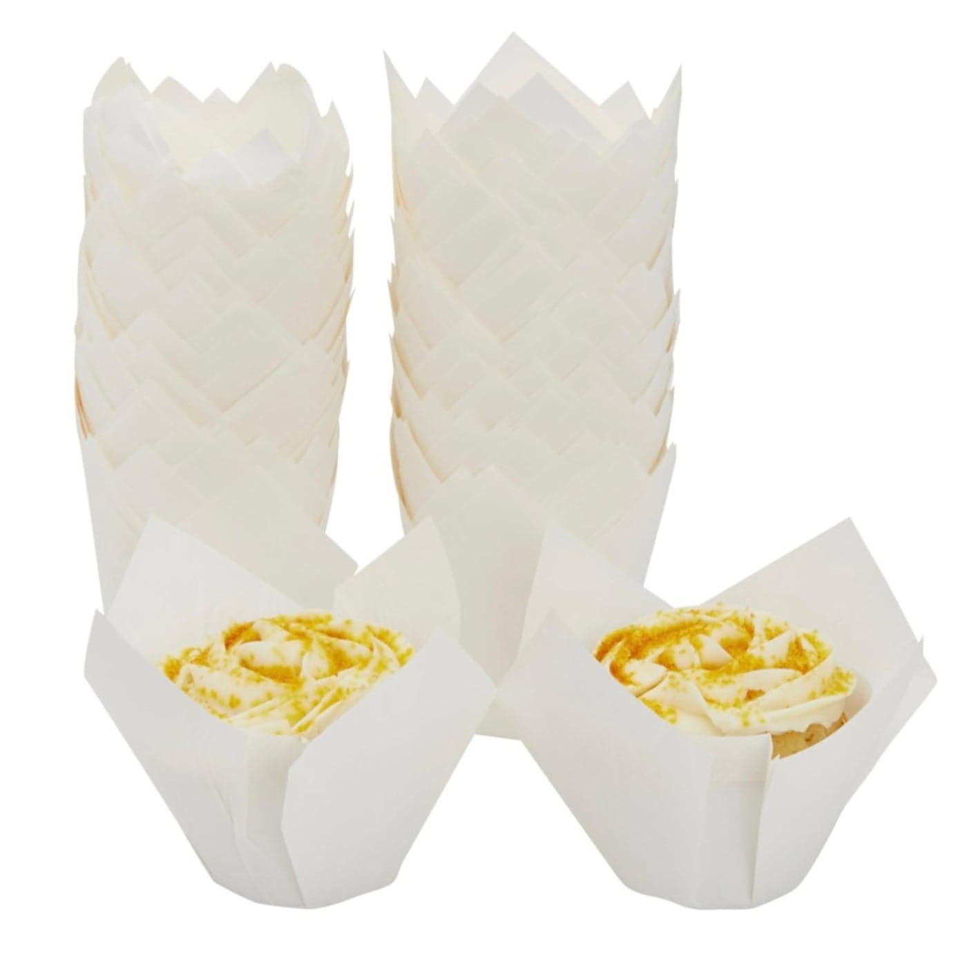 Juvale 100Pack White Tulip Cupcake Liners for Wedding Birthday Party Parchment Paper Baking Cups Muffin Wrappers for Baby Showers Tea Party Decorations 22x315 in Cupcake Paper Tulip Liners