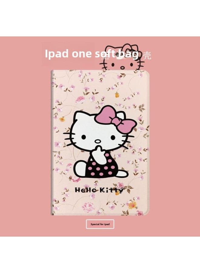 Ipad10.2 Inch Protective Case I Pad3456 Case 9.7 Inch Air1 Cartoon Mini Anti-fall Case Leather Case-Color:Small Flower KT Cat-Applicable Model:ipad Pro 2020/2019(10.2 Inches)