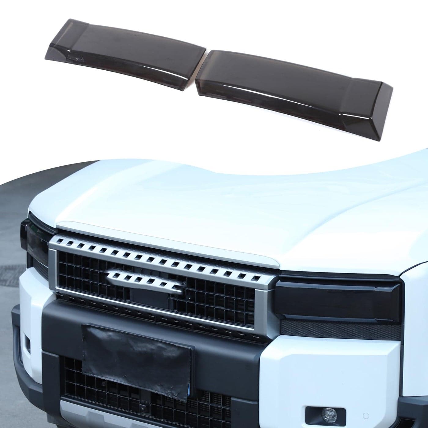 Smoked Headlight Cover Compatible with Toyota Land Cruiser 250 Prado J250 LC250 2024 2025 Front Head Light Lamp Trim Guard Cover