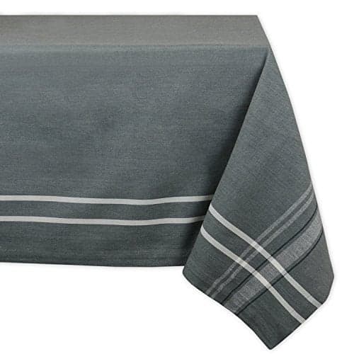 DII French Stripe Dining Table Collection Farmhouse Style Tablecloth 60x84 Inches Gray Chambray