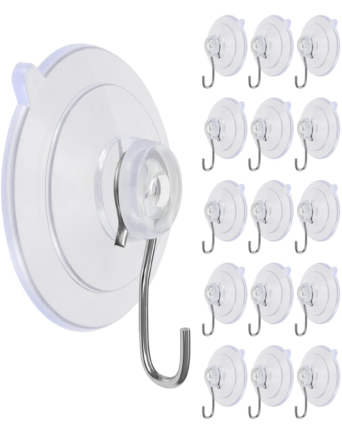 LUPYJI Suction Cup Hooks Transparent PVC Removable Reusable for Glass Windows Mirrors Doors Tiles 15 Pack