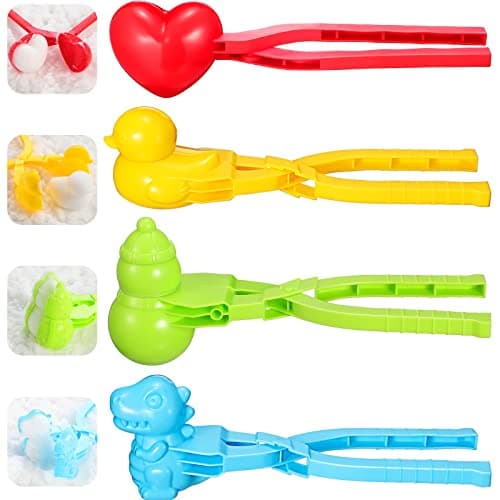 Civaner 4 Pcs Snowball Maker Clip for Kids Winter Duck Snowball Maker Toys Snowball Fights Maker for Outdoor Winter Activities Snow Games Beach Sand Toys Gifts(Retro Style)