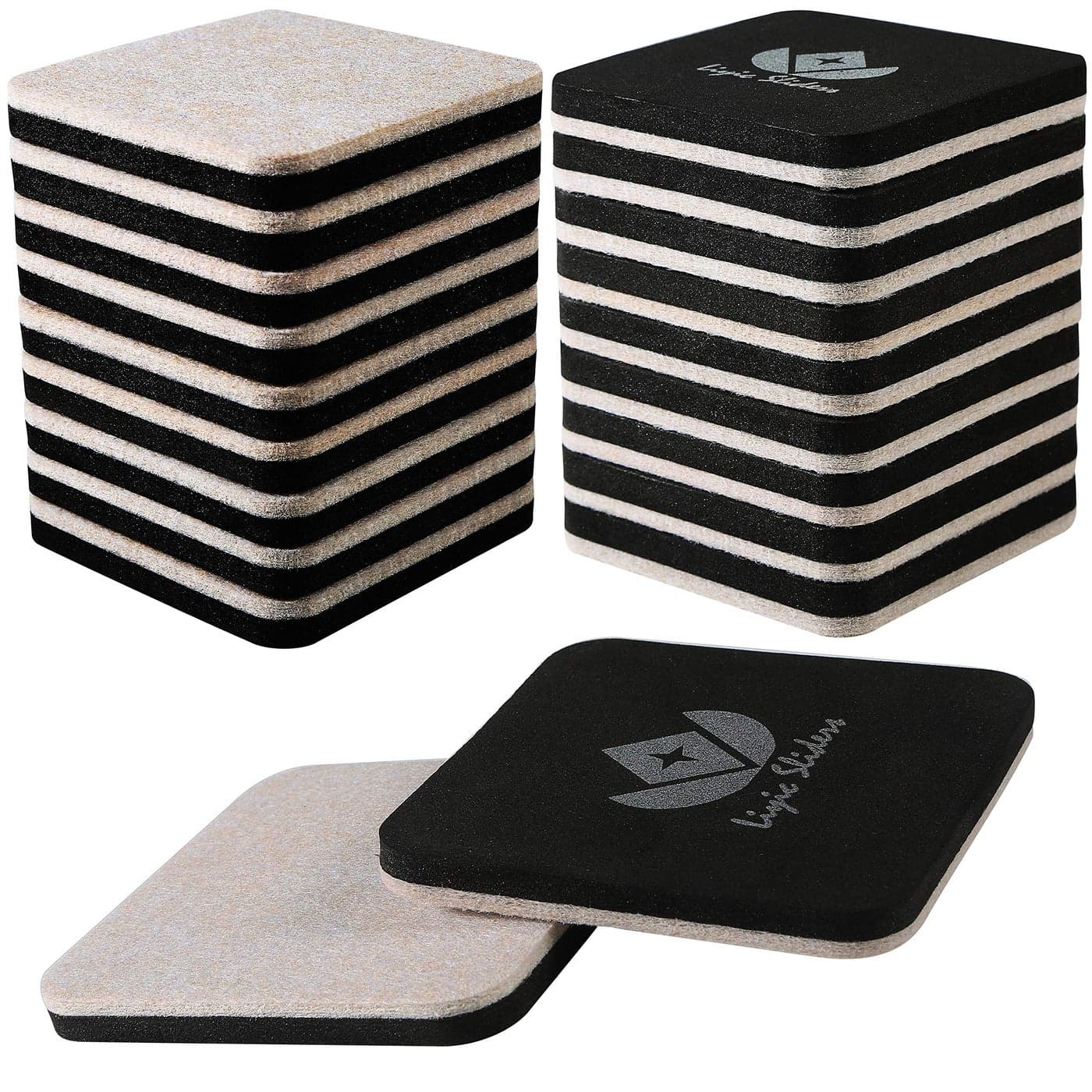 Liyic 20 Pack 3inSquare Felt Sliders for Hard Surfaces Heavy Duty Furniture Moving Sliders