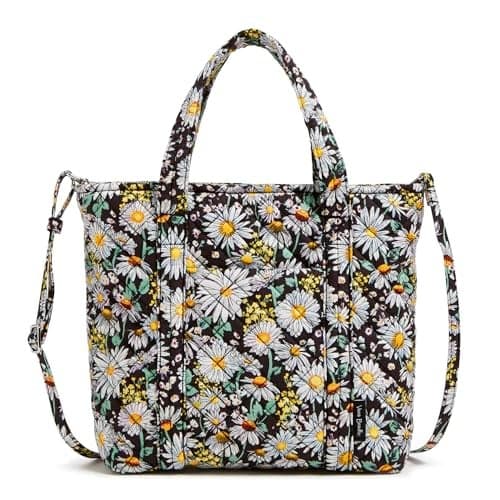 Cotton Mini Vera Tote Bag, Daisies White, One Size