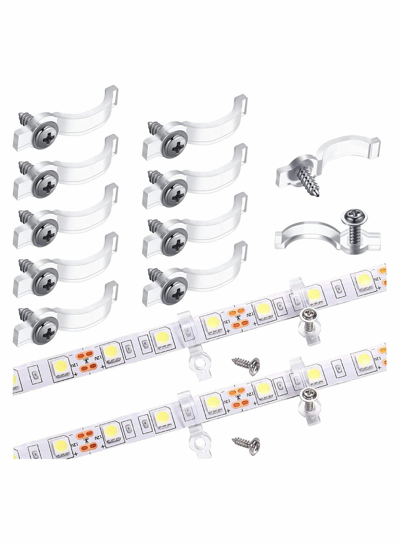 Strip Light Mounting Brackets with Screws Sets Waterproof Led Holder 200 Pack LED Clips Included Ideal for 10 mm Wide Lights Bedroom Strips