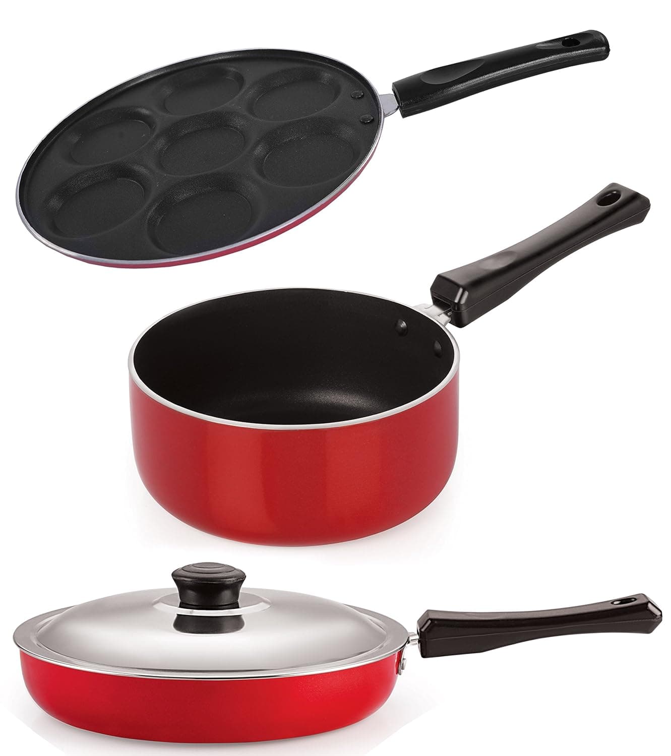 Alumiinium Non-Stick PotS & Pan Combo Offer Fry PAn with Stainless Steel Lid & Sauce Pan. Fast Cooking, Long Lasting Handles, Healthy Cooking.