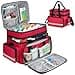 Large Pill Bottle Organizer Double Layers Medicine Storage Bag with Lockable Zippers and Shoulder StrapMedication Travel Bag for Prescription Bottles Vitamins Medical Supplies Red Bag Only