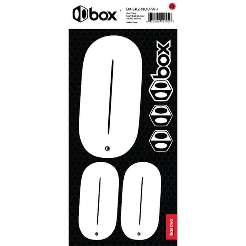 Box Two BMX Number Stickers Number 0 White UVProtected Vinyl Meets USA BMXUCI Standards Front and Side Plate Compatible