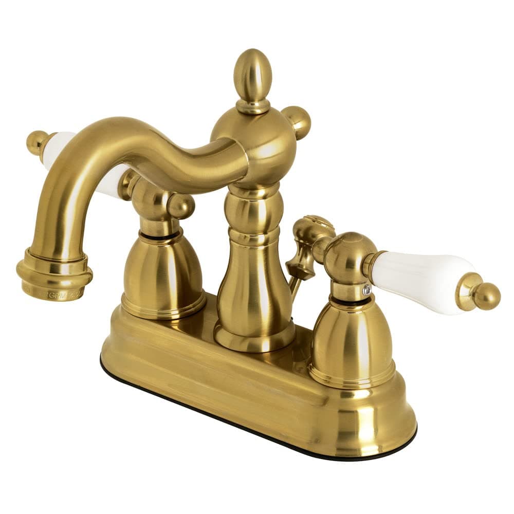 Kingston Brass KB1607PL Heritage 4 in Centerset Bathroom Faucet Brushed Brass