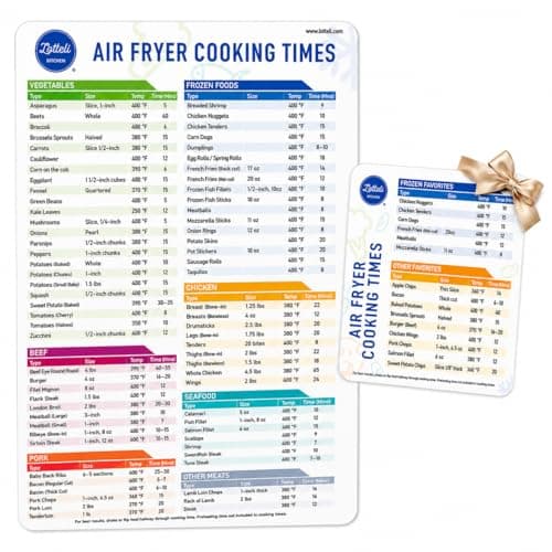 LOTTELI KITCHEN Air Fryer Magnetic Cheat Sheet Set - Air Fryer Accessories Cookbook - Easy to Use AirFryer Time Chart As Seen on the Today Show - Quick Reference Cooking Guide for Frying (White)
