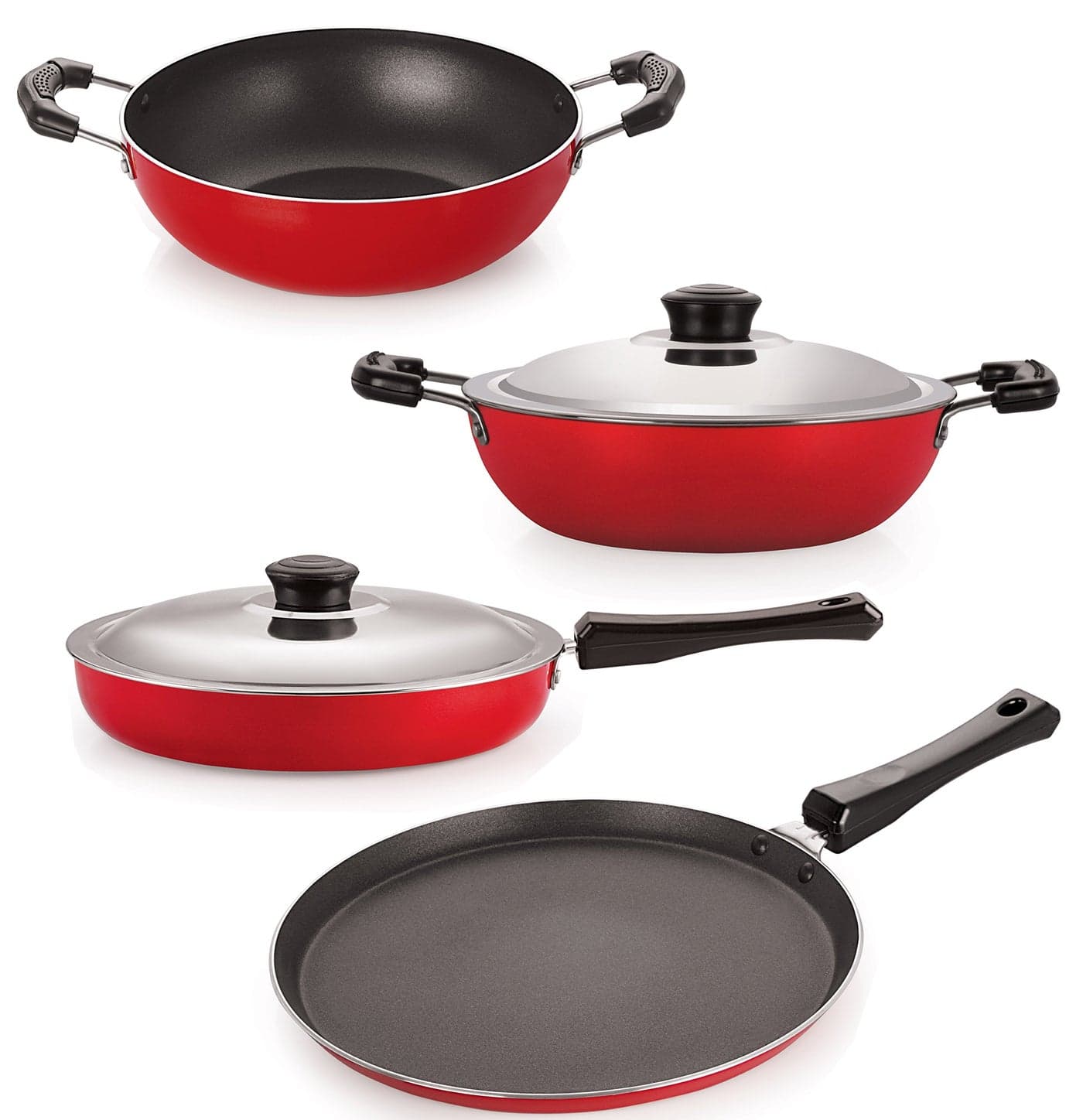 Nirlon Non-Stick Rust Free Non-Toxic Cookware Combo Utencils Set with Steel Lid