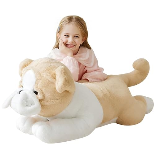 IKASA Giant Bulldog Dog Stuffed Animal Plush ToyBig Large Jumbo Soft Toys30 Cute Huge Size Fluffy Plushy Fat PlushieGifts for Kids