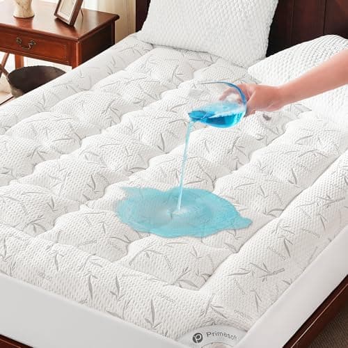 PRIMESOFT 100 Waterproof Queen Size Mattress Topper Thick Pillow Top Mattress PadUp to 21 Inch Deep PocketSoft Breathable Mattress Pad for Back Pain Protector CoverWhite