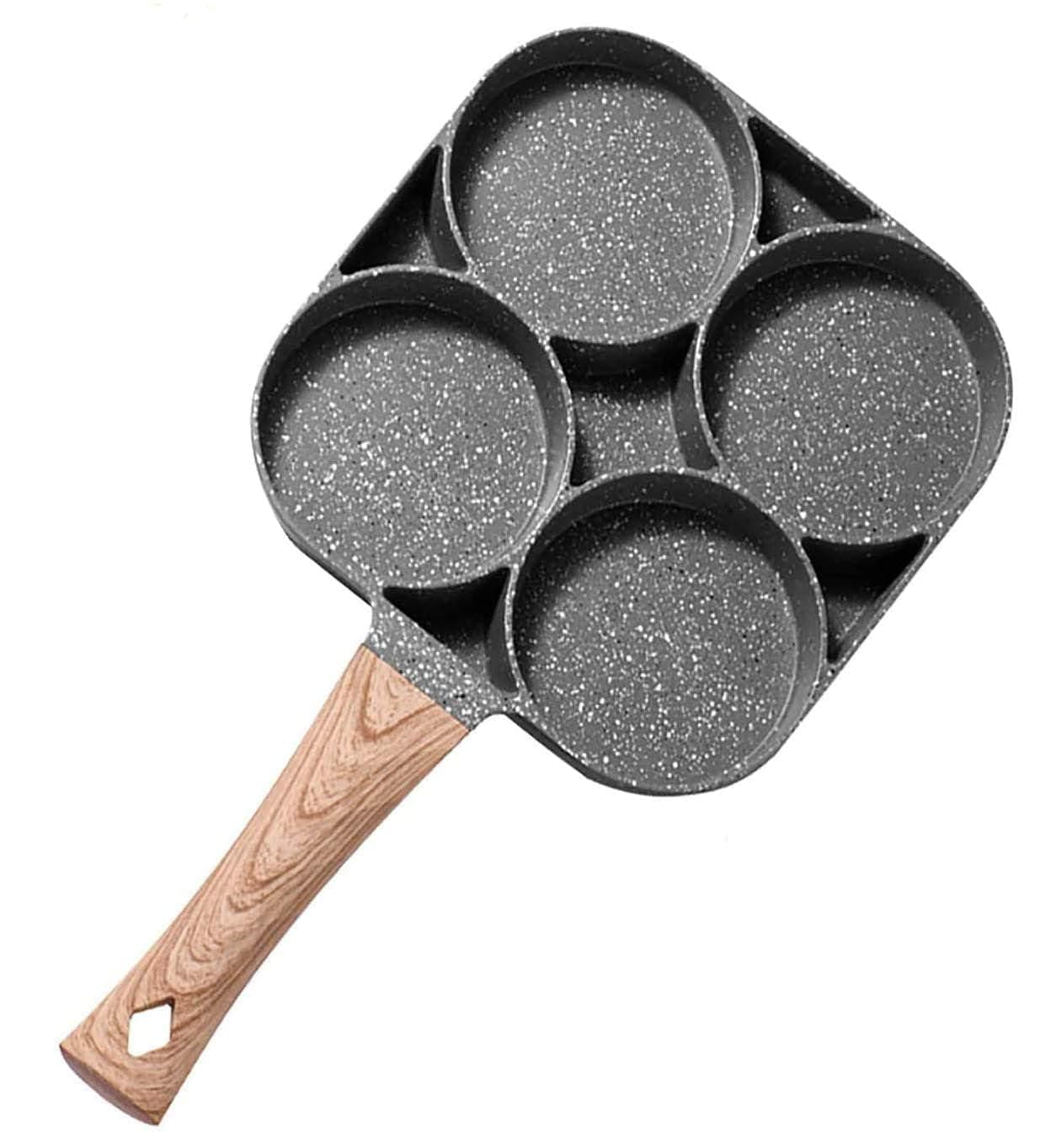 MDS Home Egg Frying Pan Nonstick Pancake Pans 4Cups cookware Pancake Omelette PanIdli Non stic plat Harmless with Handle for Electric Stove for Kitchen Black