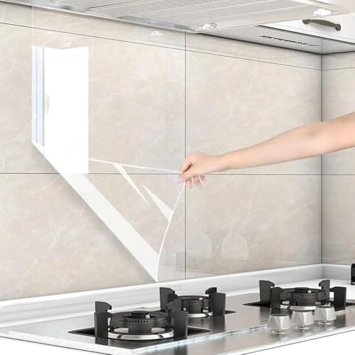 HAPPYMATES Kitchen Stove Backsplash Clear Wall Protector,Protective Film,Dry Erase Wallpaper,Plastic Wall Protector Clear Contact Paper,Cat,Furniture (12 x 48 Inch)