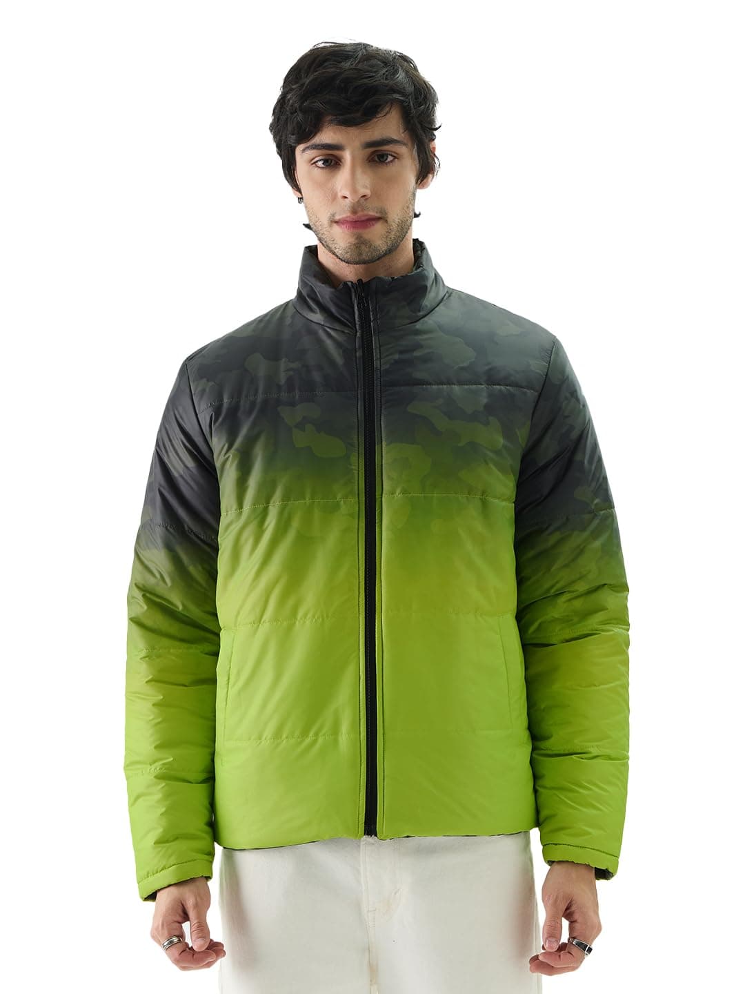 The Souled Store TSS Originals: Camo Fade Men Puffer Jackets Jackets Winter Coats Outerwear Bomber Puffer Windbreaker Hooded Quilted Lightweight Warm Stylish Fashionable Casual Trendy Classic