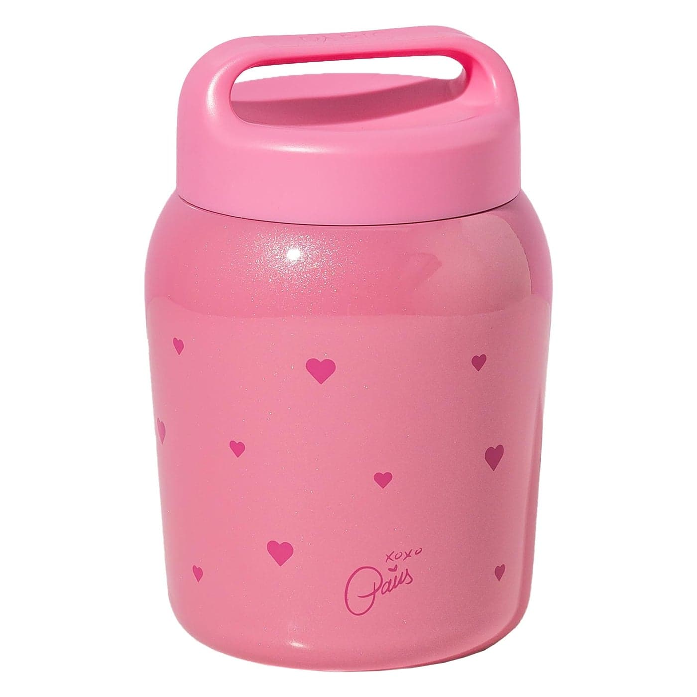 Paris Hilton Stainless Steel Food Jar Double Wall Vacuum Sealed Insulated Food Storage Container with Carry Handle Lid 24Ounce Pink with Heart Design