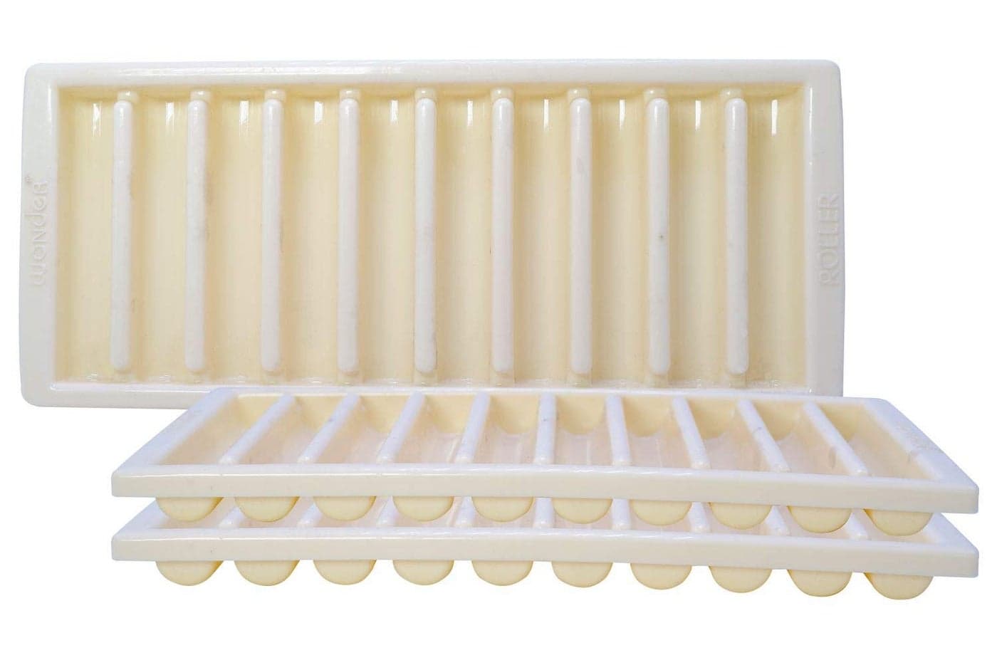 Wonder Plastic Prime Roller Fridge Ice Tray Set, 3 pc Ice Tray with 10 Cube, Yellow Color