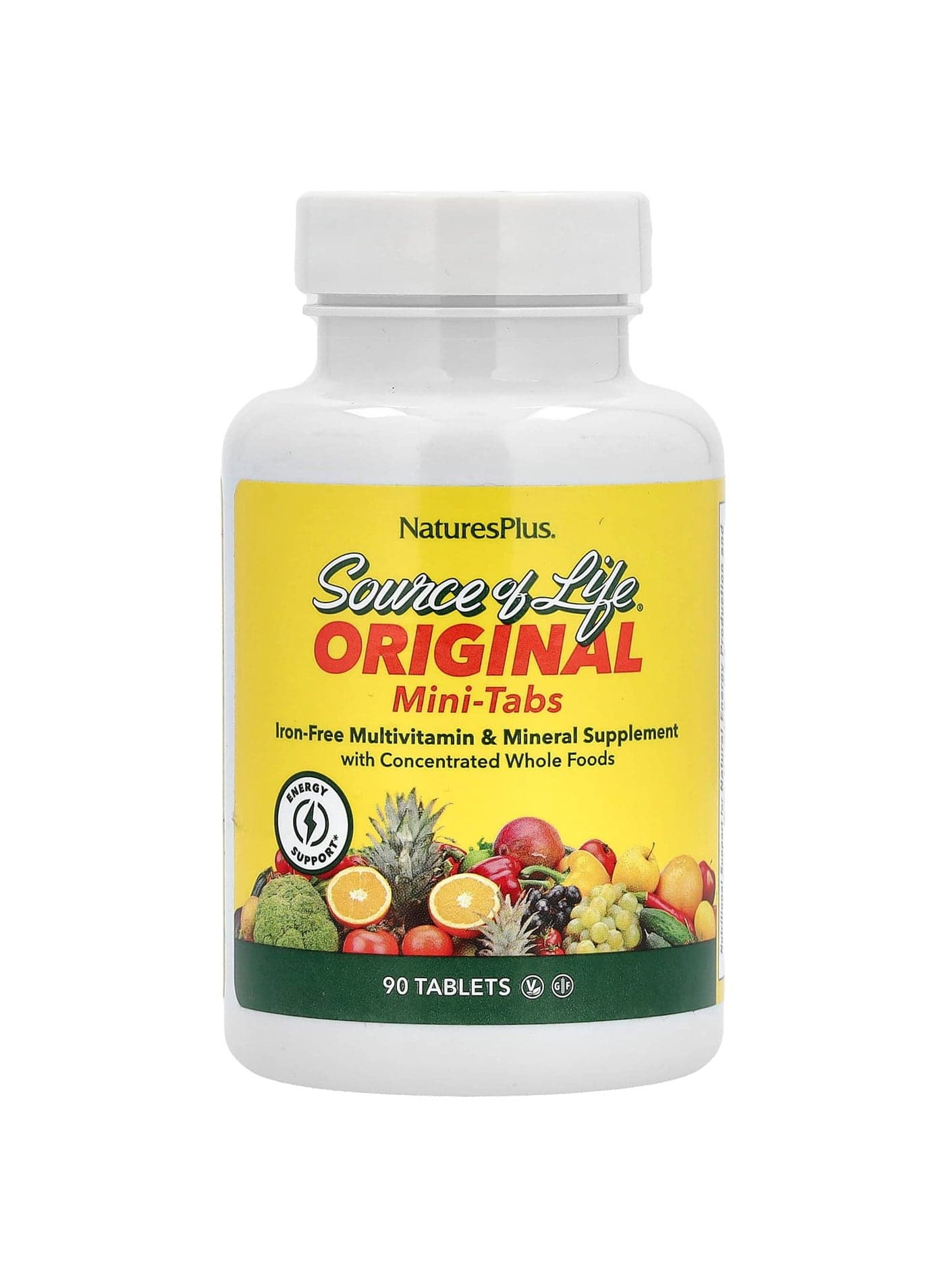 Source of Life, Original Mini-Tabs, Multivitamin & Mineral Supplement, Iron Free, 90 Tablets