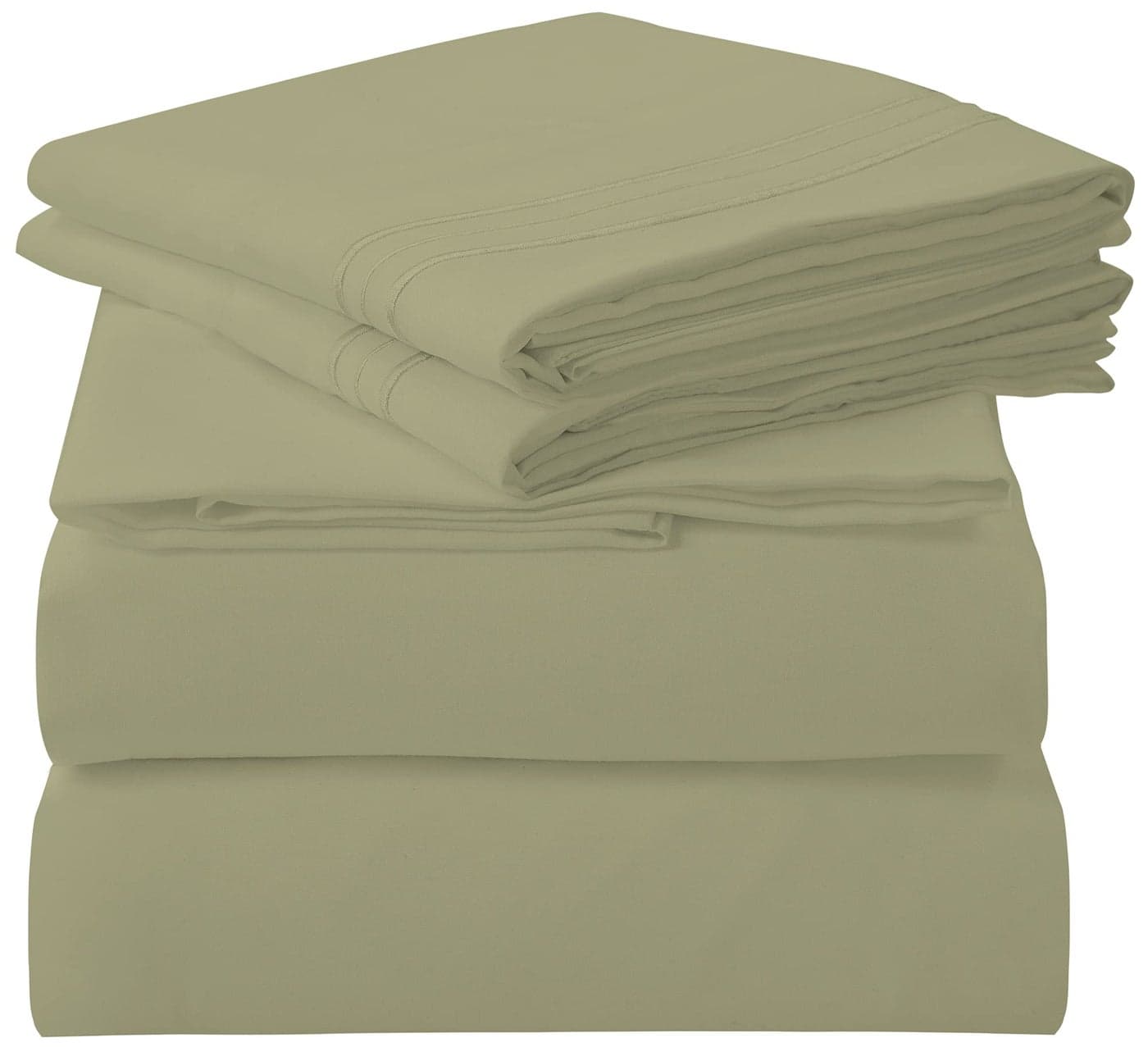 ROYALE LINENS 4 Piece Cal King Sheets Set Soft Brushed 1800 Microfiber 1 Fitted 1 Flat Sheet 2 Pillow Cases Wrinkle Free Fade Resistant Hotel Luxury Bed Sheets Sage Green Cal King