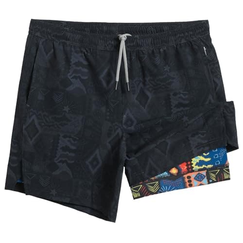 maamgic Gym Shorts for Men 7 inch Inseam with Liner Stretch 2 in 1 Workout Shorts Men Quick Dry Athletic Running Shorts Totem Black Medium