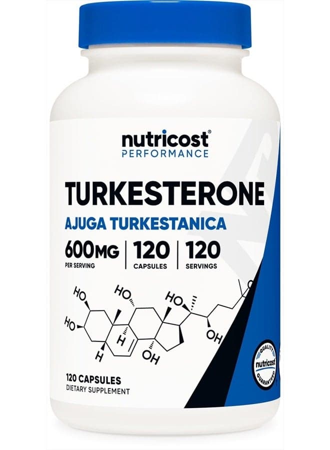 Turkesterone Dietary Supplement 600mg, 120 Capsules - Vegetarian, Non-GMO & Gluten Free