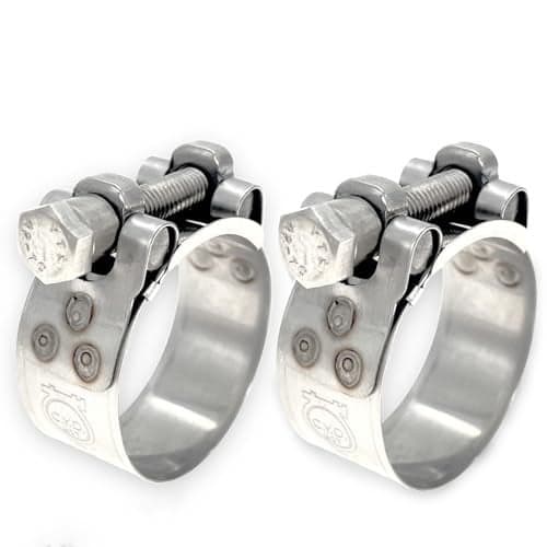 CHUN YUNG DA TT Heavy Duty Hose Clamps, 304 Stainless Steel T-Bolt Clamp, Adjustable Range 44-47 mm, Solid T-nuts and Wide Band for 1.75 Radiator Hoses (1.73-1.85 inch, 2 pack)