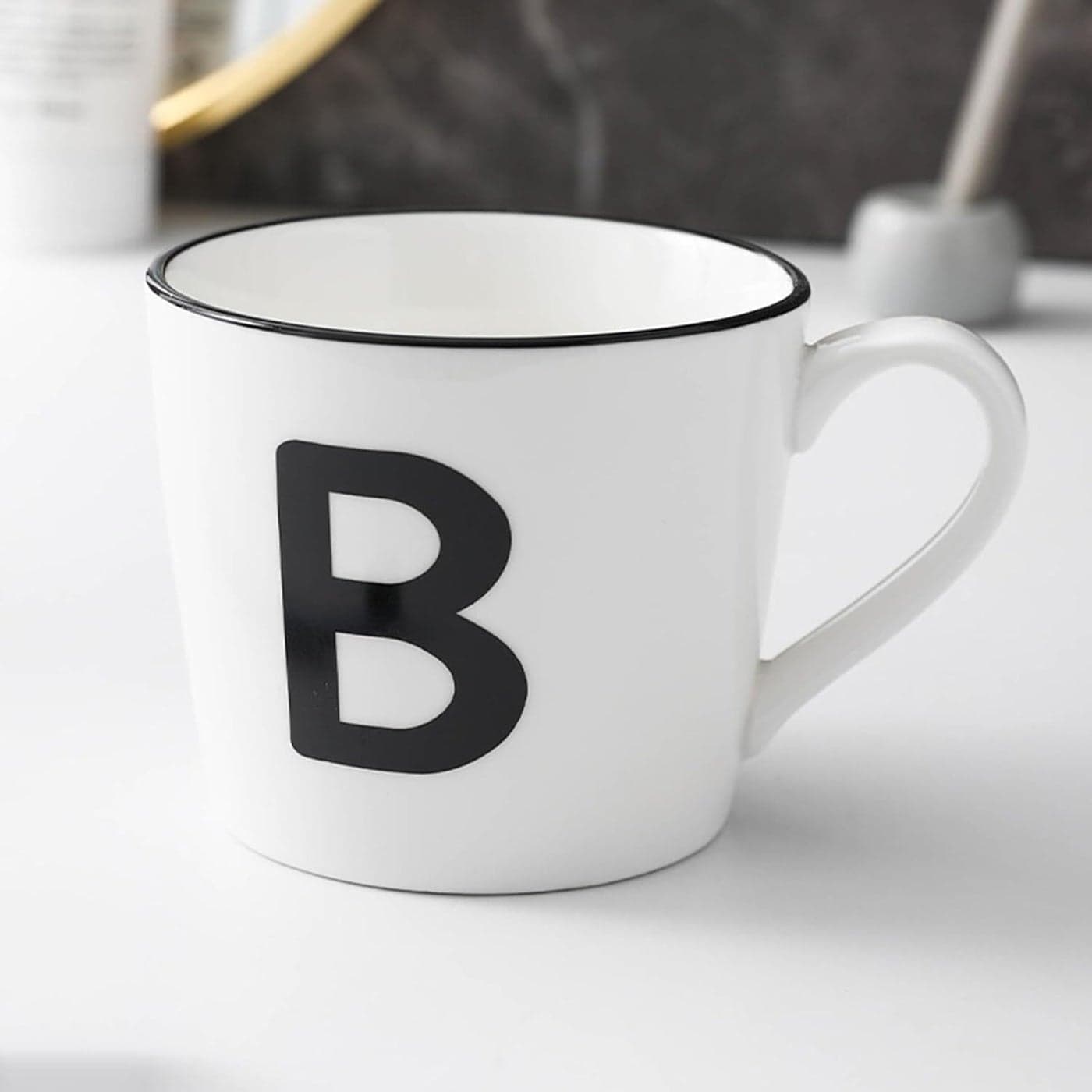Monogram B Coffee Mug Tea Cup 11 Oz Ceramic Letter Mug Gift on Birthday Anniversary Christmas and Valentines Day