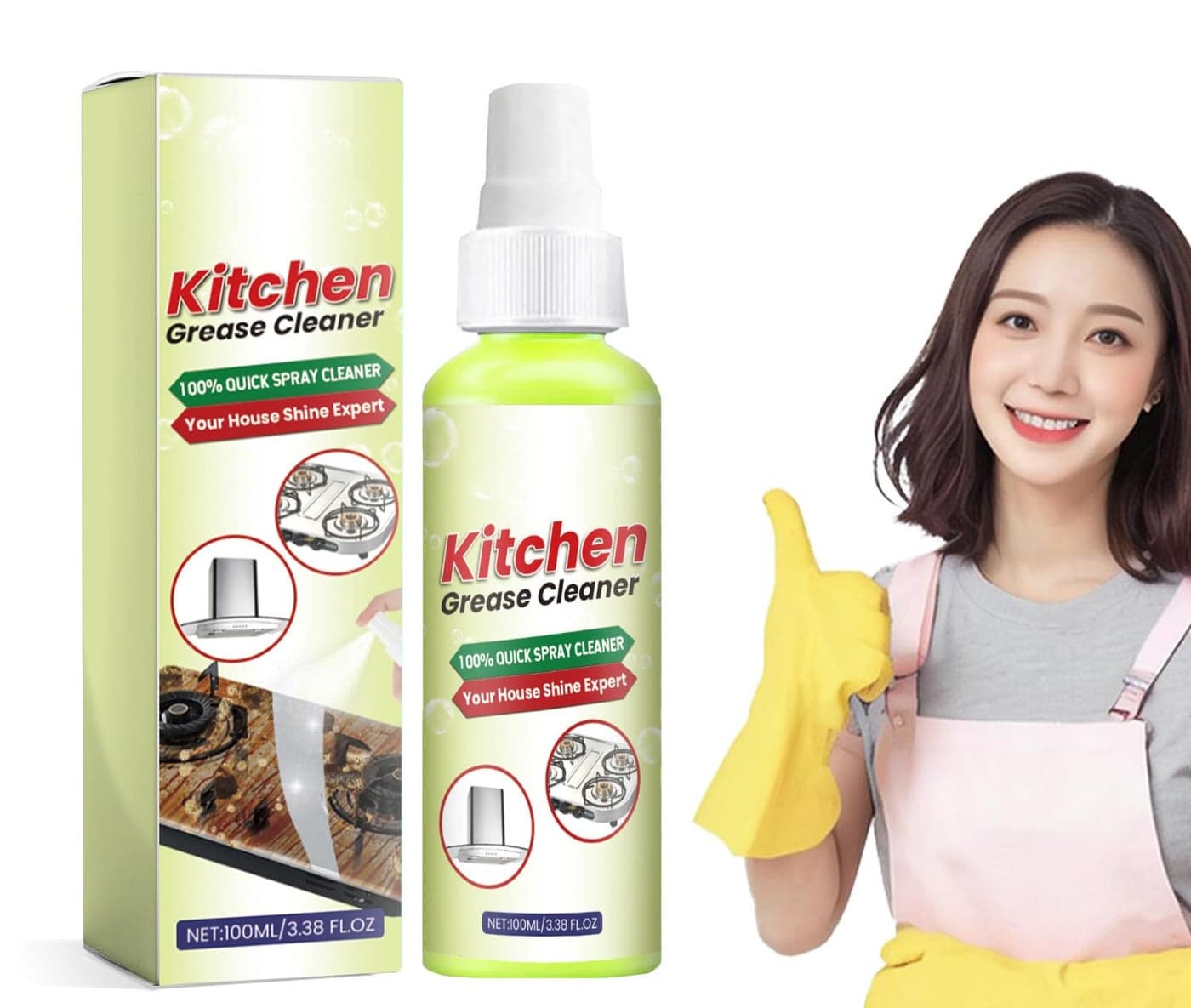Multipurpose Kitchen Cleaner Spray, Tough on Grease with Fresh Citrus Scent, Eco-Friendly All-Surface Cleaner for Kitchen Counters & Appliances (100ML)