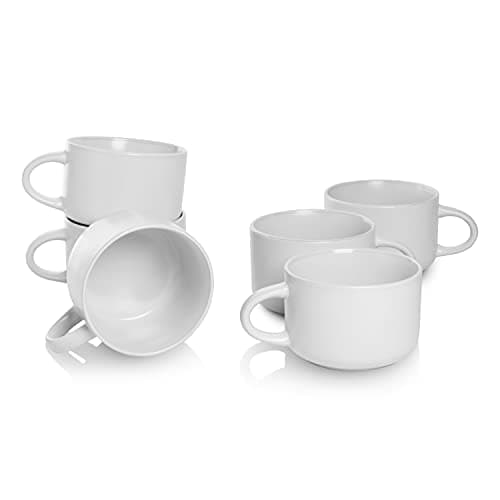 10 Strawberry Street Wazee Matte 4.75"/22 oz Oversized Mug, Set of 6, White