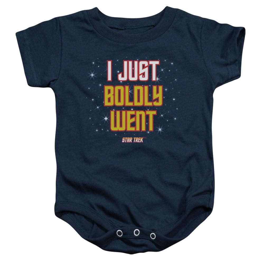 Popfunk Star Trek I just Boldly Went Baby Onesie Bodysuit 6 mos Navy